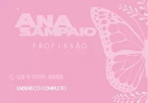 Cartão de Visita Borboleta Rosa Delicado para Editar Online