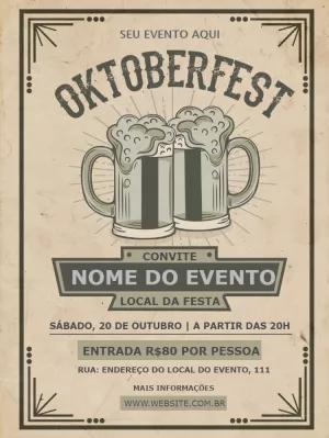 Convite de Oktoberfest Vintage com Chopp para Editar Online