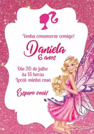 Convite Aniversário Barbie Fada para Editar Online