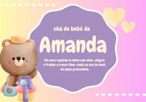 Painel de TV Chá de Bebê Ursinha Princesa Editável Online