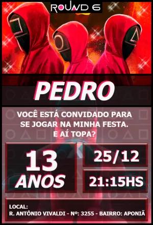 Convite de Aniversário Round 6 com Personagens para Editar Online