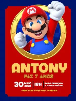 Convite de Aniversário Super Mario Bros para Editar Online