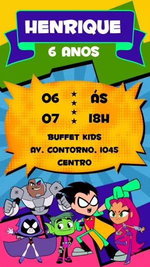 Convite Aniversário Jovens Titãs em Ação para Editar Online