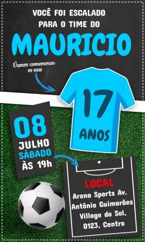 Convite Aniversário Futebol com Camisa de Time para Editar