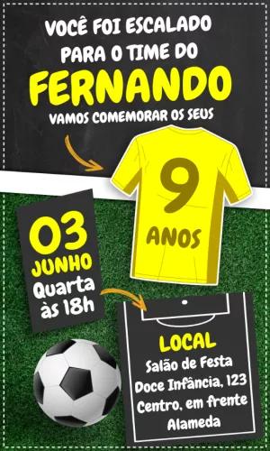 Convite de Aniversário Futebol com Camisa de Time para Editar