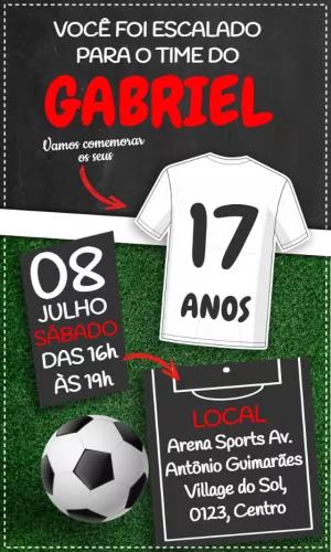 Convite Aniversário Futebol com Camisa de Time para Editar