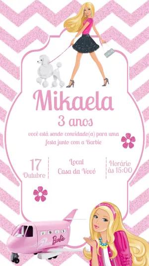 Convite de Aniversário Barbie Rosa para Editar e Imprimir