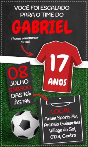 Convite de Aniversário Futebol com Camisa de Time para Editar