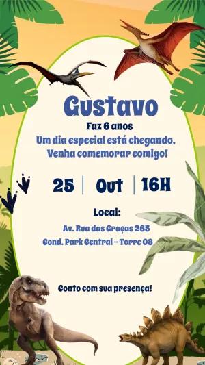 Convite de Aniversário Dinossauros para Editar Online