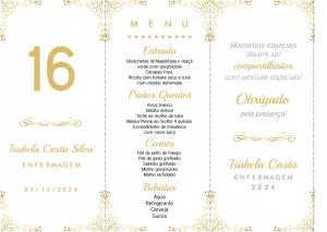Menu de Formatura Dourado Elegante para Editar Online