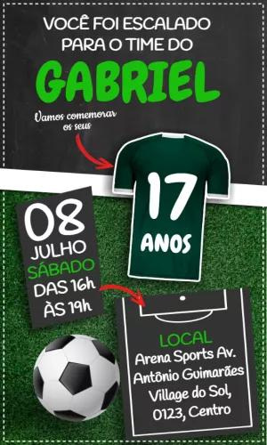 Convite Aniversário Futebol com Camisa de Time para Editar