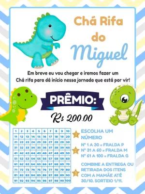 Convite Chá Rifa Dinossauro Baby para Editar Online