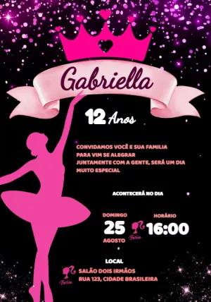 Convite Aniversário Barbie Bailarina para Editar Online