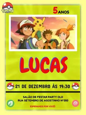 Convite de Aniversário Pokémon com Ash para Editar Online