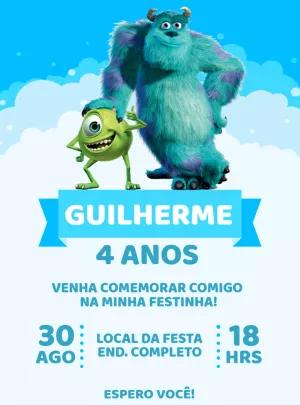 Convite de Aniversário Monstros SA para Editar Online