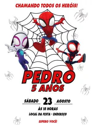 Convite Aniversário Spidey e Seus Amigos para Editar Online