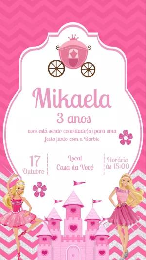 Convite Aniversário Barbie Princesa para Editar Online