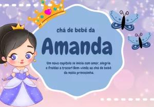 Painel de TV Chá de Bebê Princesa para Editar Online