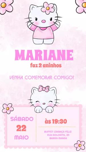 Convite Aniversário Hello Kitty para Editar Online