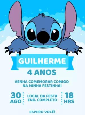 Convite de Aniversário Stitch para Editar e Imprimir