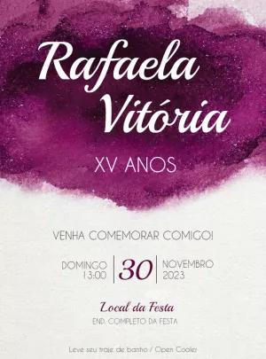 Convite 15 Anos Aquarela Roxo com Glitter para Editar Online