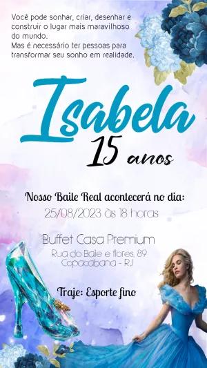 Convite 15 Anos Cinderela Baile de Princesa para Editar