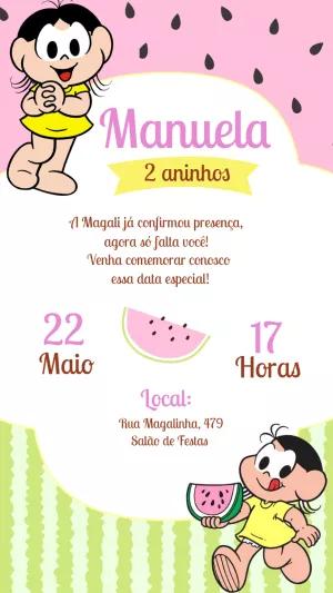 Convite de Aniversário Magali para Editar Online