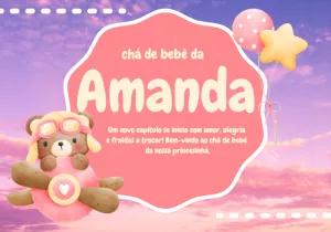 Painel Chá de Bebê Ursinha Aviadora para Editar Online