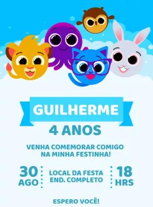Convite Aniversário Bolofofos com Personagens para Editar Online