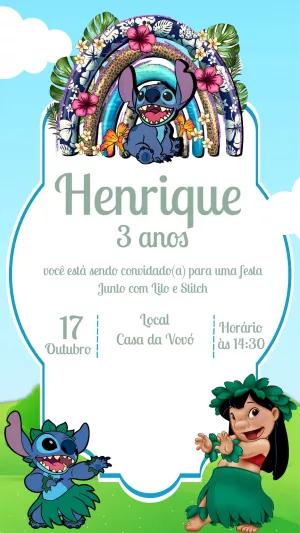 Convite de Aniversário Lilo e Stitch para Editar Online