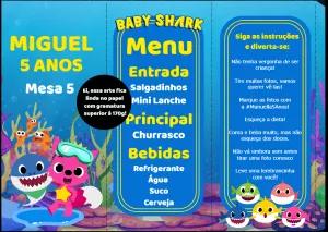 Menu de Aniversário Baby Shark para Editar Online e Imprimir