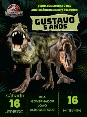 Convite de Aniversário Jurassic Park com Dinossauros para Editar