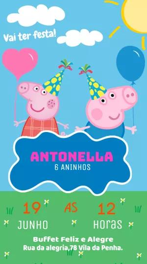 Convite de Aniversário Peppa Pig Editável Online