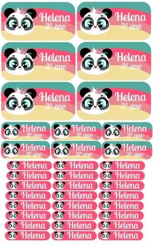 Etiqueta Escolar Panda Fofo para Editar e Imprimir Online