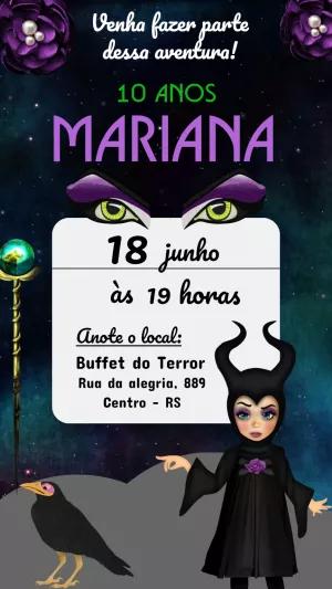 Convite de Aniversário Malévola para Editar Online e Imprimir
