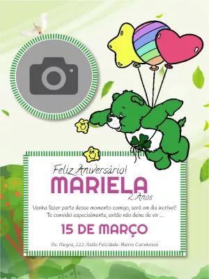 Convite Aniversário Ursinhos Carinhosos com Foto para Editar