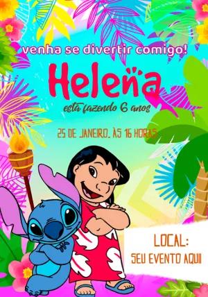 Convite de Aniversário Lilo e Stitch para Editar Online