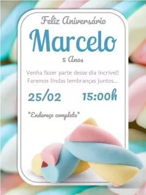 Convite de Aniversário Marshmallow Colorido para Editar Online