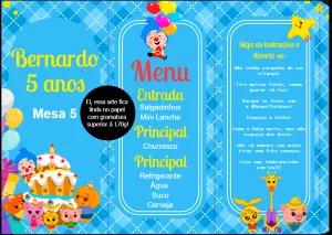 Menu de Aniversário Plim Plim Triângulo para Editar Online
