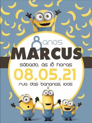 Convite de Aniversário Minions com Personagens para Editar