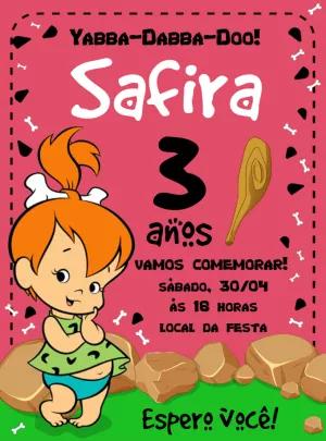 Convite Aniversário Pedrita Flintstones para Editar Online