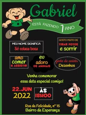 Convite de Aniversário Cebolinha Chalkboard para Editar Online