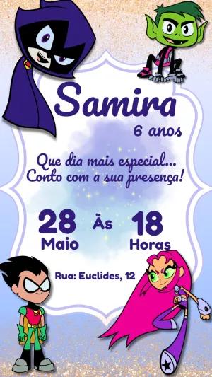 Convite Aniversário Jovens Titãs com Personagens para Editar