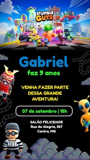 Convite de Aniversário Stumble Guys Editável Online