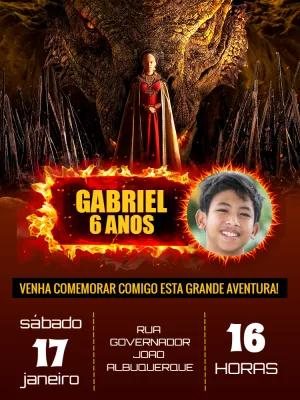 Convite Aniversário House of the Dragon com Foto para Editar