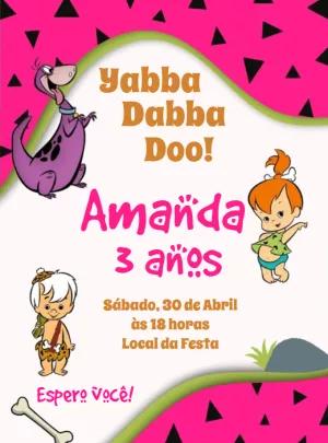 Convite Aniversário Flintstones com Pedrita para Editar Online