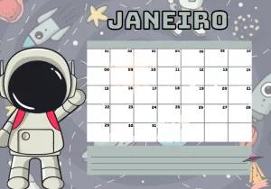 Planner Mensal Astronauta para Editar e Imprimir