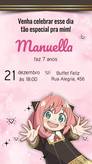Convite de Aniversário Anya Spy Family para Editar Online