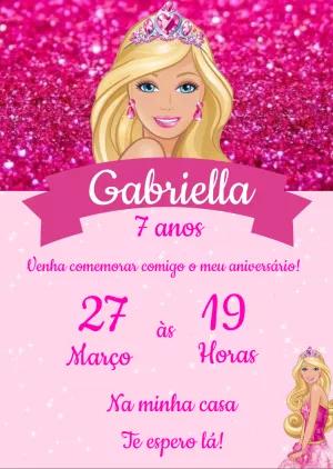 Convite de Aniversário da Barbie para Editar Online