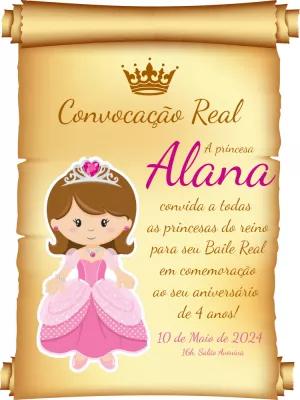 Convite Aniversário Princesa Convocação Real para Editar